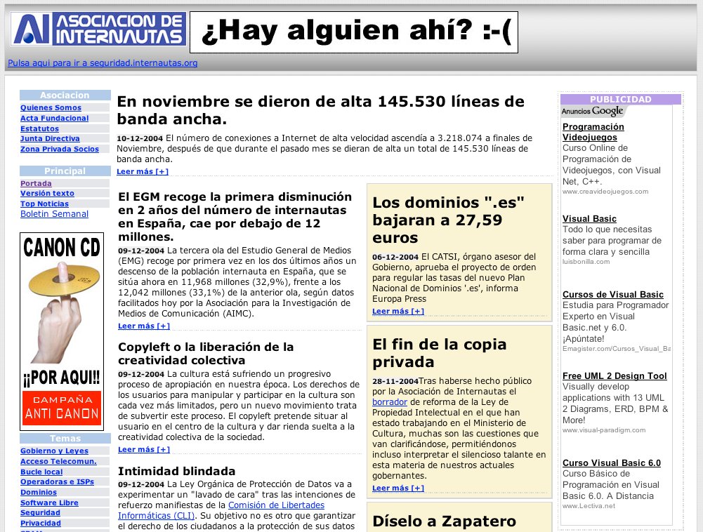 imagen de la web de la AI en 2004