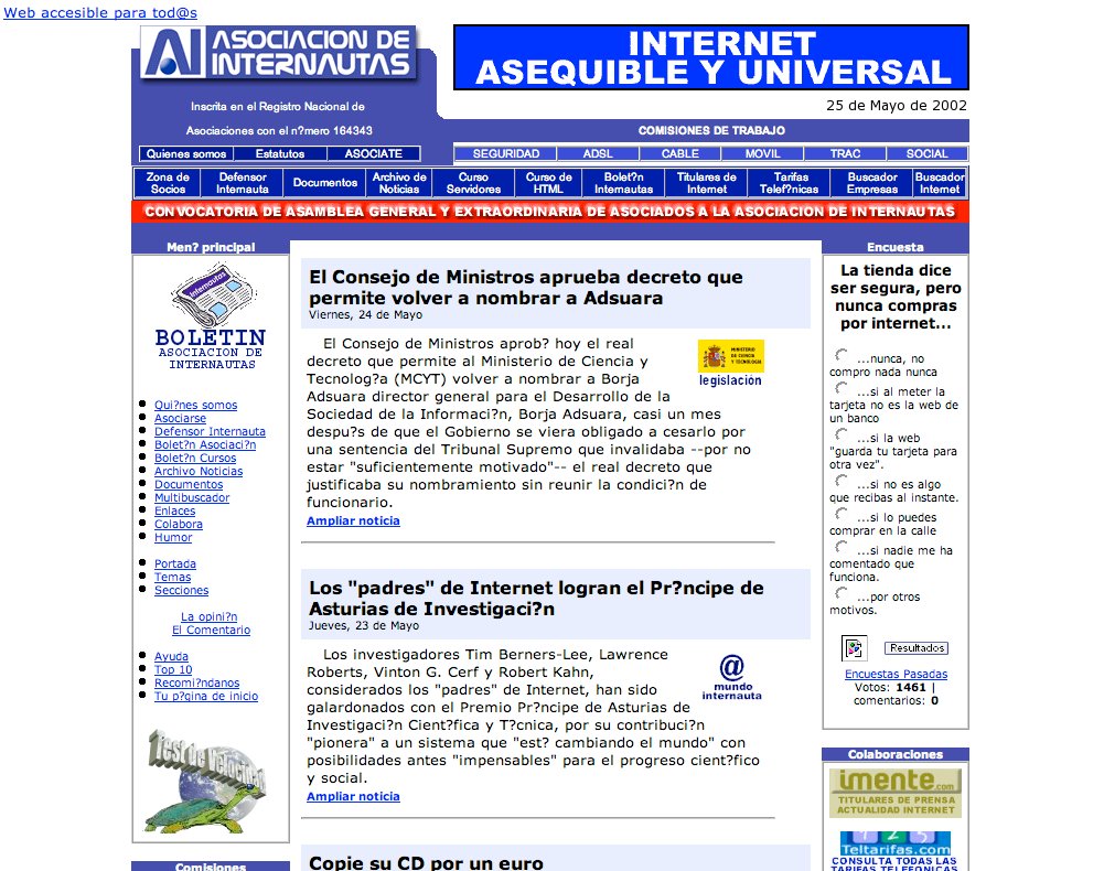 imagen de la web de la AI en 2002